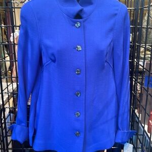 Nina Mclemore raphael blue double face shirt jacket size 4 Nwt